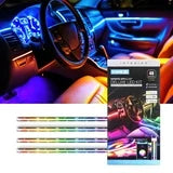 TYPE S - Infinite AppGlow Smart Interior Car LED Light Kit – 4 x 12” RGB Strips, CarPlay, Android Auto, Voice Control, Custom Presets, 12V Plug & Play